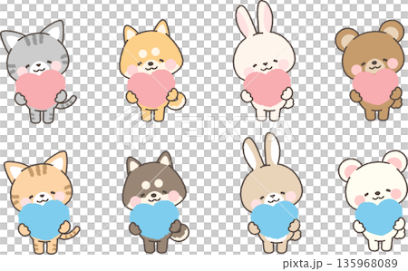 Animals with hearts set Animals with hearts set 135968089