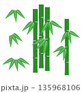 Set of Green Bamboo Stalks with Leaves for poster, card, banner and more for asian style design. 135968106