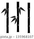 Set of Bamboo Stalks Silhouette with Leaves for poster, card, banner and more for asian style design. 135968107