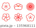 Set of Japanese Plum Flowers in line art styles. Applicable for poster, card, banner and more for asian style design 135968111