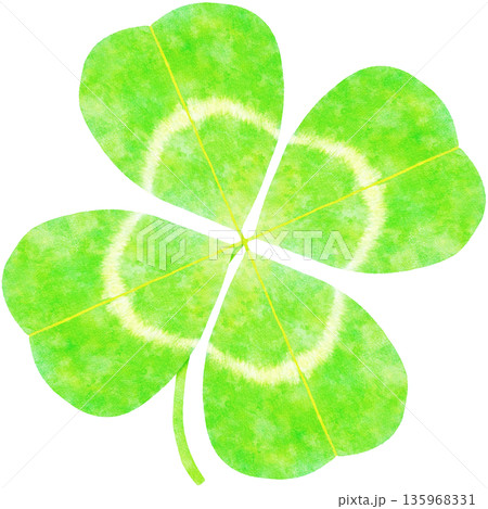 かわいい四つ葉のクローバー 水彩イラスト かわいい四つ葉のクローバー 水彩イラスト 135968331