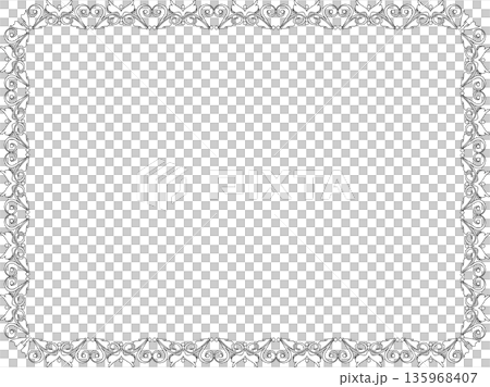 Vintage calligraphy style frame material 224 <decorative border, decorative frame, line drawing, black and white> Vintage calligraphy style frame material 224 <decorative border, decorative frame, line drawing, black and white> 135968407