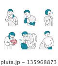 体調が悪い人のイラストセット 135968873
