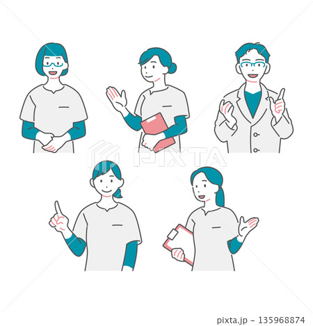 医師と看護師のイラストセット 医師と看護師のイラストセット 135968874