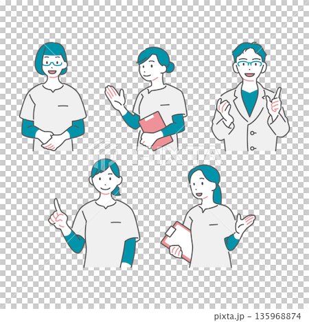 医師と看護師のイラストセット 医師と看護師のイラストセット 135968874