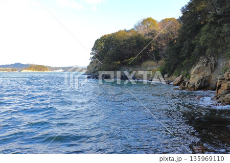 岩黒島のルーツ、閃緑岩が転がる岸壁（岩黒島北西部） 135969110