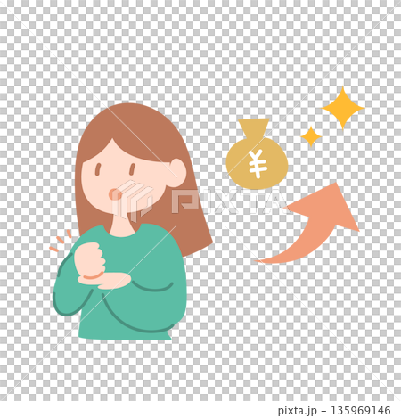 向量圖，描繪一位女士同意談論金錢。 135969146