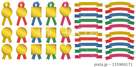 可愛いシンプルなメダルのセット 135969171