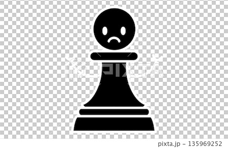 チェスの駒：困った表情のポーンの擬人化キャラクター 135969252