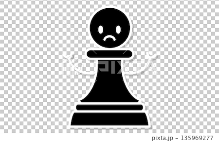 チェスの駒：困った表情のポーンの擬人化キャラクター 135969277