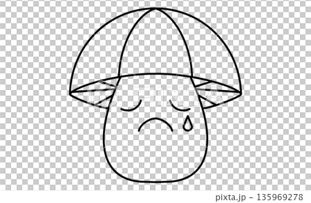 きのこのキャラクター：悲しそうな泣き顔の擬人化アイコン 135969278