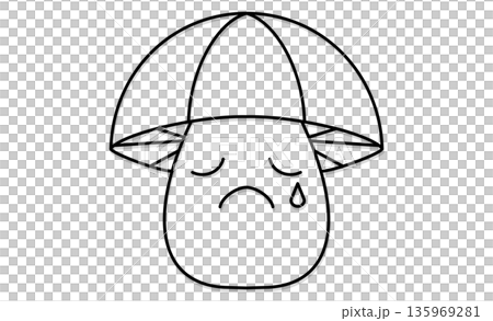 蘑菇角色:悲傷哭泣的擬人化圖標 蘑菇角色:悲傷哭泣的擬人化圖標 135969281