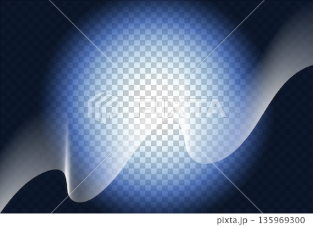 Abstract illustration of a spiritual ball of light and ethereal glowing waves on a blue background 135969300