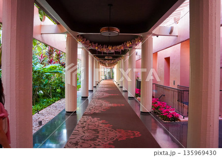 ハワイ ワイキキの高級リゾートホテル 南国の雰囲気とラグジュアリー空間 135969430