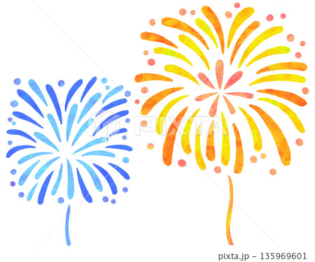 二発の花火のイラストセット 二発の花火のイラストセット 135969601