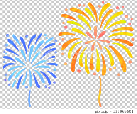 二発の花火のイラストセット 二発の花火のイラストセット 135969601