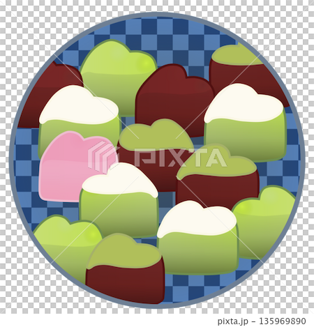円形背景のついたハート型チョコレートのイラスト 135969890