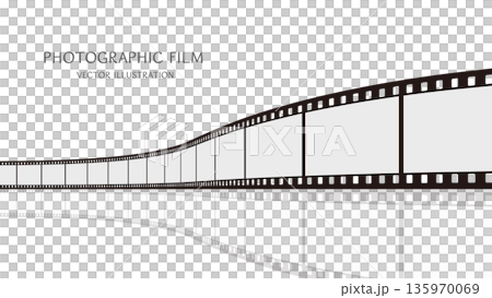 16:9の背景素材：ダイナミックな動きをした映り込みのある35mm写真フィルムのベクターイラスト 135970069