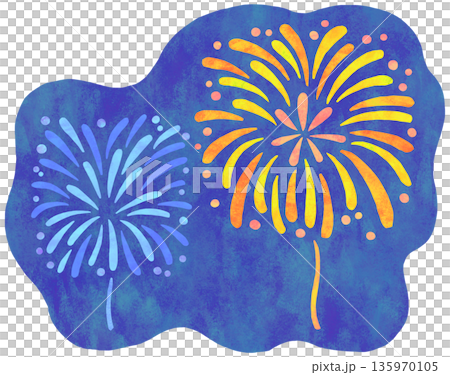 夜空中閃耀的煙火插圖 135970105