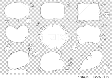 Simple and cute black and white speech bubbles Simple and cute black and white speech bubbles 135970179