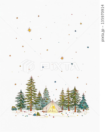 林間キャンプと星空 135970914