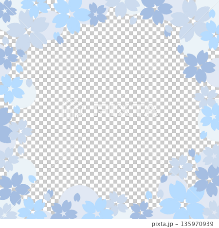 Cute cherry blossom Japanese style frame decorative material square square card blue Cute cherry blossom Japanese style frame decorative material square square card blue 135970939