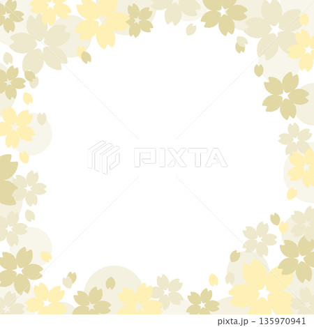 可愛い桜の和風フレーム 装飾素材 四角 スクエア カード 黄色 可愛い桜の和風フレーム 装飾素材 四角 スクエア カード 黄色 135970941