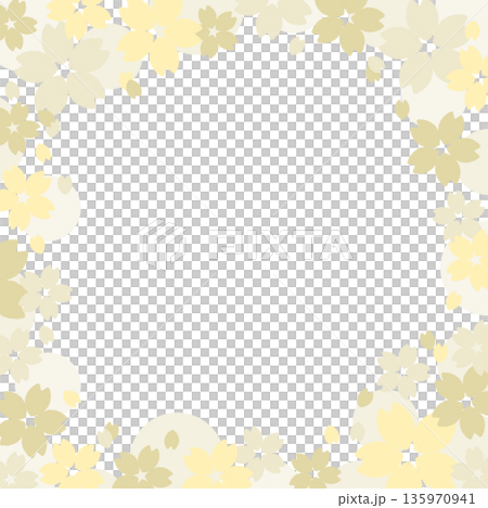 可愛い桜の和風フレーム 装飾素材 四角 スクエア カード 黄色 可愛い桜の和風フレーム 装飾素材 四角 スクエア カード 黄色 135970941