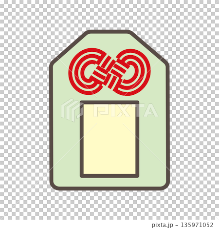 シンプルなお守りの線画アイコン　うぐいす色の汎用ベクターイラスト 135971052