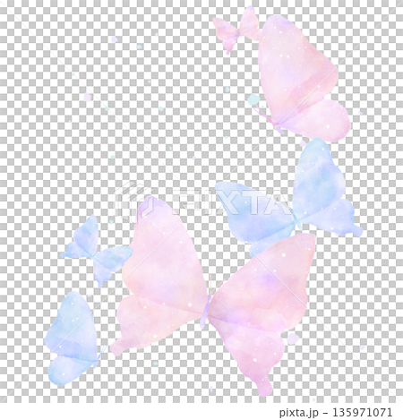 水彩風でやさしく描かれた蝶々のイラスト素材｜蝶々, 水彩, 昆虫, 自然 135971071