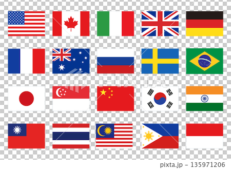 A set of 20 country flags in a standard 2:3 ratio A set of 20 country flags in a standard 2:3 ratio 135971206
