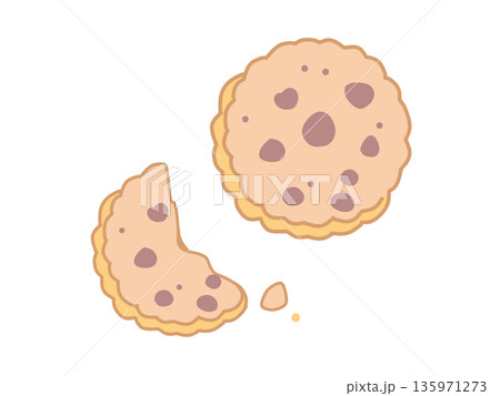 かわいいクッキーと割れたクッキーのイラスト 135971273