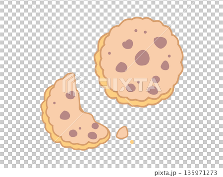 かわいいクッキーと割れたクッキーのイラスト 135971273