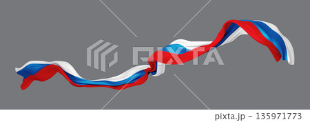 Russian flag ribbon isolated on grey background 3D render Russian flag ribbon isolated on grey background 3D render 135971773