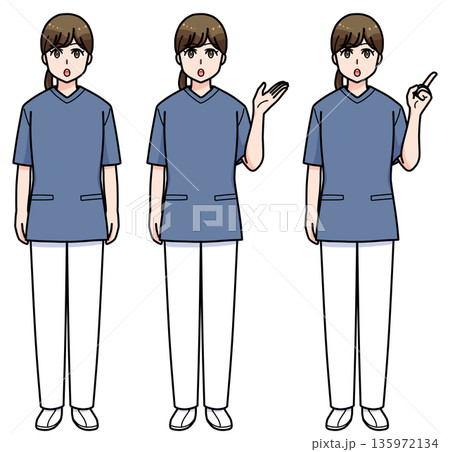 女性看護師のポーズセット 135972134