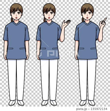 女性看護師のポーズセット 135972134