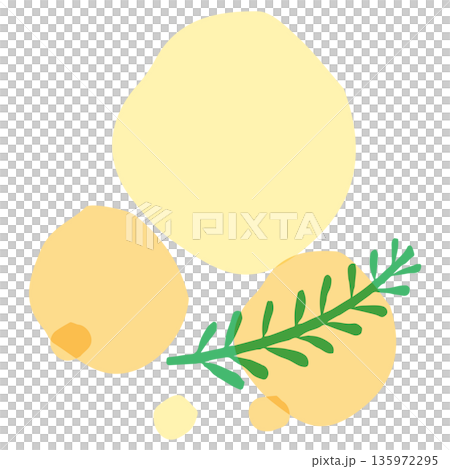 ミモザの透け感ボタニカル｜ミモザの花びらと葉のあしらい 135972295