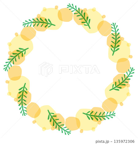 ミモザの透け感ボタニカル｜ミモザのリース 135972306