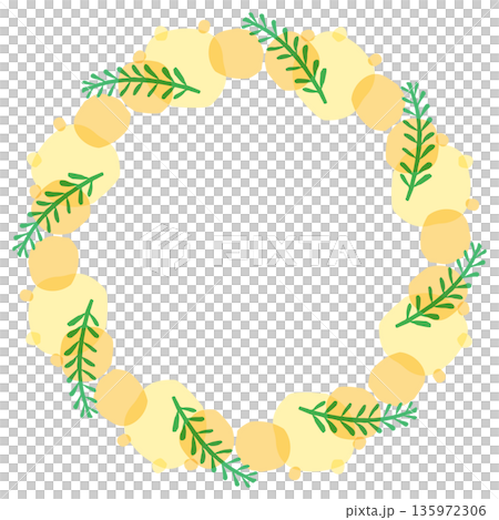 ミモザの透け感ボタニカル｜ミモザのリース 135972306