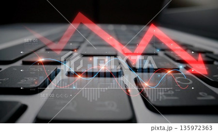 Economic Crisis with Financial Downtrend Arrow and Volatile Market Graph Muxer Economic Crisis with Financial Downtrend Arrow and Volatile Market Graph Muxer 135972363