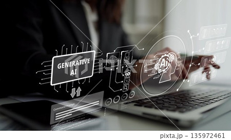 AI Brain Processing Data with Generative Artificial Intelligence Concept Muxer AI Brain Processing Data with Generative Artificial Intelligence Concept Muxer 135972461
