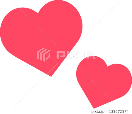 かわいい2つの赤いハートのベクターイラスト素材 135972574