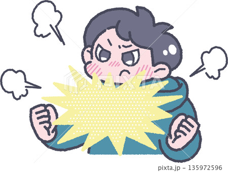 男の子と気持ちのイラスト イライラ 男の子と気持ちのイラスト イライラ 135972596