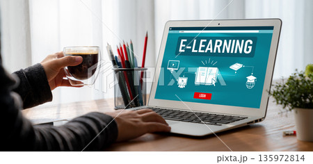 E-learning website with modish sofware for student to study on the internet 135972814