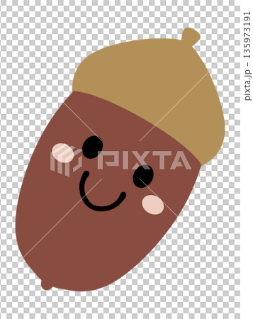 簡單可愛的橡果角色插畫素材 135973191