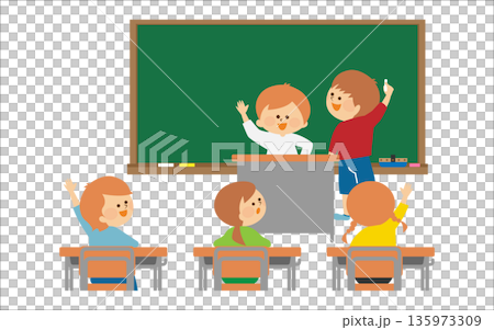 課堂討論：學生在教室裡上課 135973309