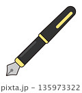 シンプルな万年筆の線画イラスト　ベクター素材 135973322
