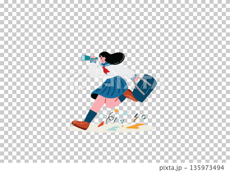目標に向かって走る学生の女の子 135973494