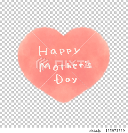 母の日の文字入り 水彩の優しい赤いハートイラスト素材 英語  135973739