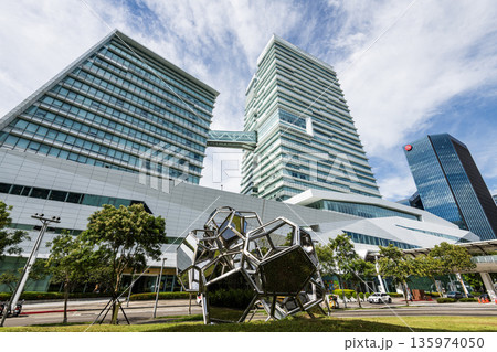 Modern building view of Chinatrust Commercial Bank (CTBC) Financial Park in Taipei, Taiwan. It houses the headquarters of CTBC Financial Holding. 135974050